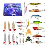 フィッシングタックルカレンダー - 24日間クリスマスカウントダウンフィッシングルアー | 季節限定 ルアー ホリデーシーズン ホームデコレーション クリスマス アウトドア 父の日 ホビー ギフト