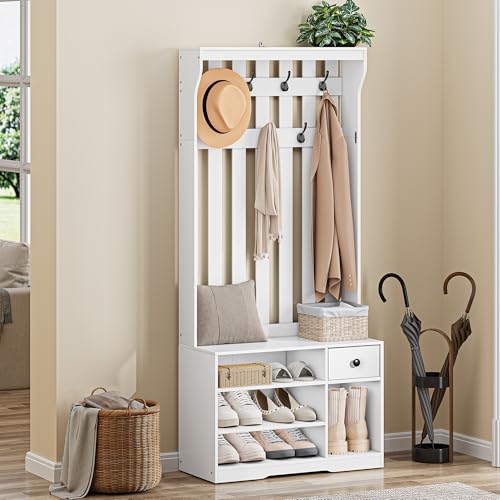 YITAHOME Garderobenständer mit Schuhbank, Garderobenschrank...