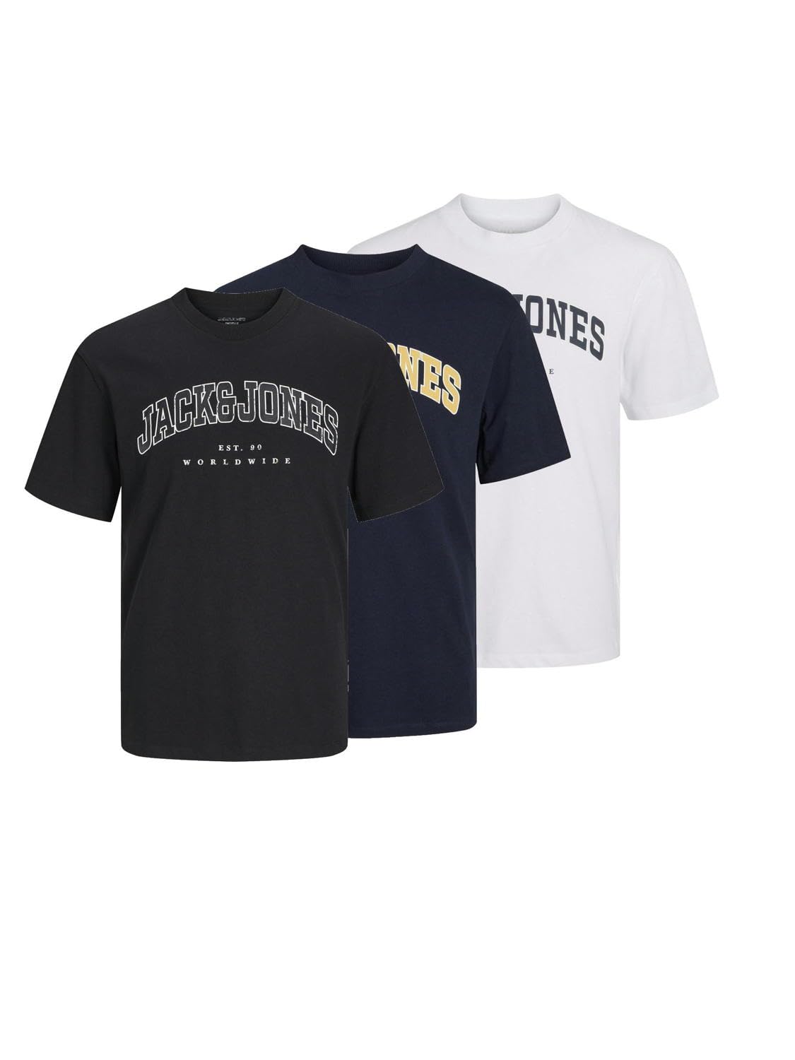 JACK & JONES Male T-Shirt Logo Rundhals T-Shirt, Farbe:Mehrfarbig, Größe:L