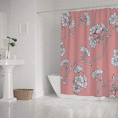 Rideau de douche polyester rose lavable en machine pour un entretien facile - 3