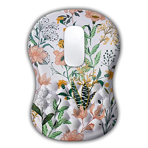 Ergonomic Mouse Pad With Wrist Rest Support, Massage Design Mouse Pad Relief Carpal Tunnel Pain, Entire Memory Foam Non-Slip Mouse Pad, Computer Mouse Pads For Wireless Mouse Pad, Beautiful Floral #TOP6