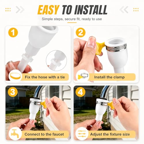 Widecook 1 Set Universal Faucet Hose with Adapter and Clamp Flexible Silicone Water Hose for Sinks, Large Humidifiers, RVs, Water Tanks, Camping, and Outdoor Washing Stations (8 ft) by Widecook - Used condition - Image 7