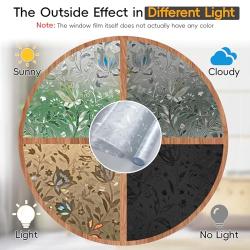 Image of Dwersty Frosted Glass Window Privacy Film Decorative, Bathroom Window Privacy Film for Glass Windows Cover, Static Cling, Removable, Reusable, Anti-UV, Anti-Glare, 17.5 inch by 78.74 inch