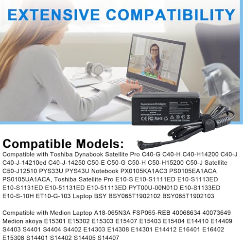Cargador 65W Dynabook Satellite Pro C40 C50 Medion Akoya E15301 4