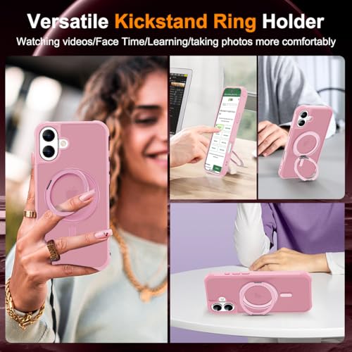Image of Compatible with iPhone 16 Case with Stand 6.1 inch,Pink