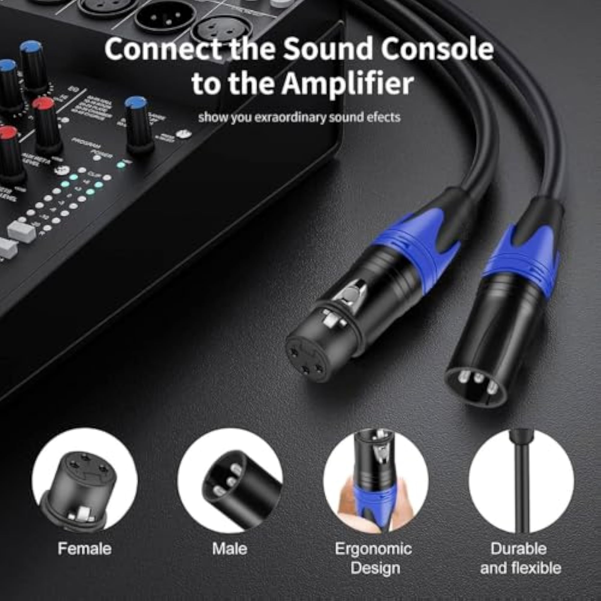 1-Meter Balanced XLR Cable, Professional Microphone Wire