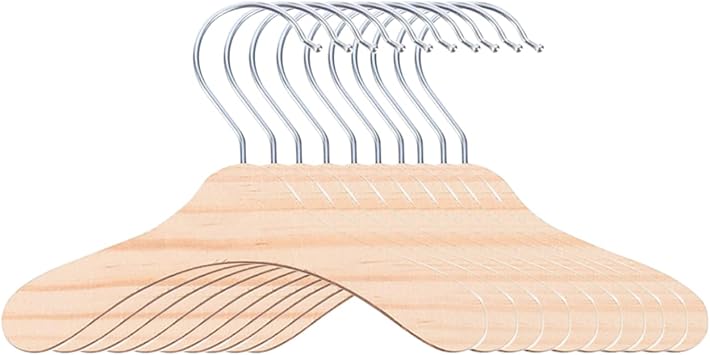 10pcs Mini Wood Hangers Dog Clothes Hangers, Non Slip Coat Trouser Slack Jeans Skirt Shorts Scarf Pant Hangers,14cm/5.5inch