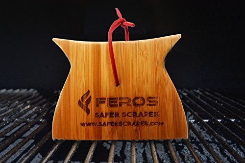 Feros Safer Scraper Mini - Wood Bbq Wooden Grill Cleaner - Small Version - Cleans Top And Between Barbecue Grates. Use To Oil & Clean Barbeque. Sustainable Replacement For Wire Bristle Brush #TOP4