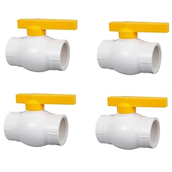 BATH GURU 1/2 Inch Heavy Duty Upvc Ball Valve For Bathroom Kitchen Pipe Fittings (Pack Of 4)