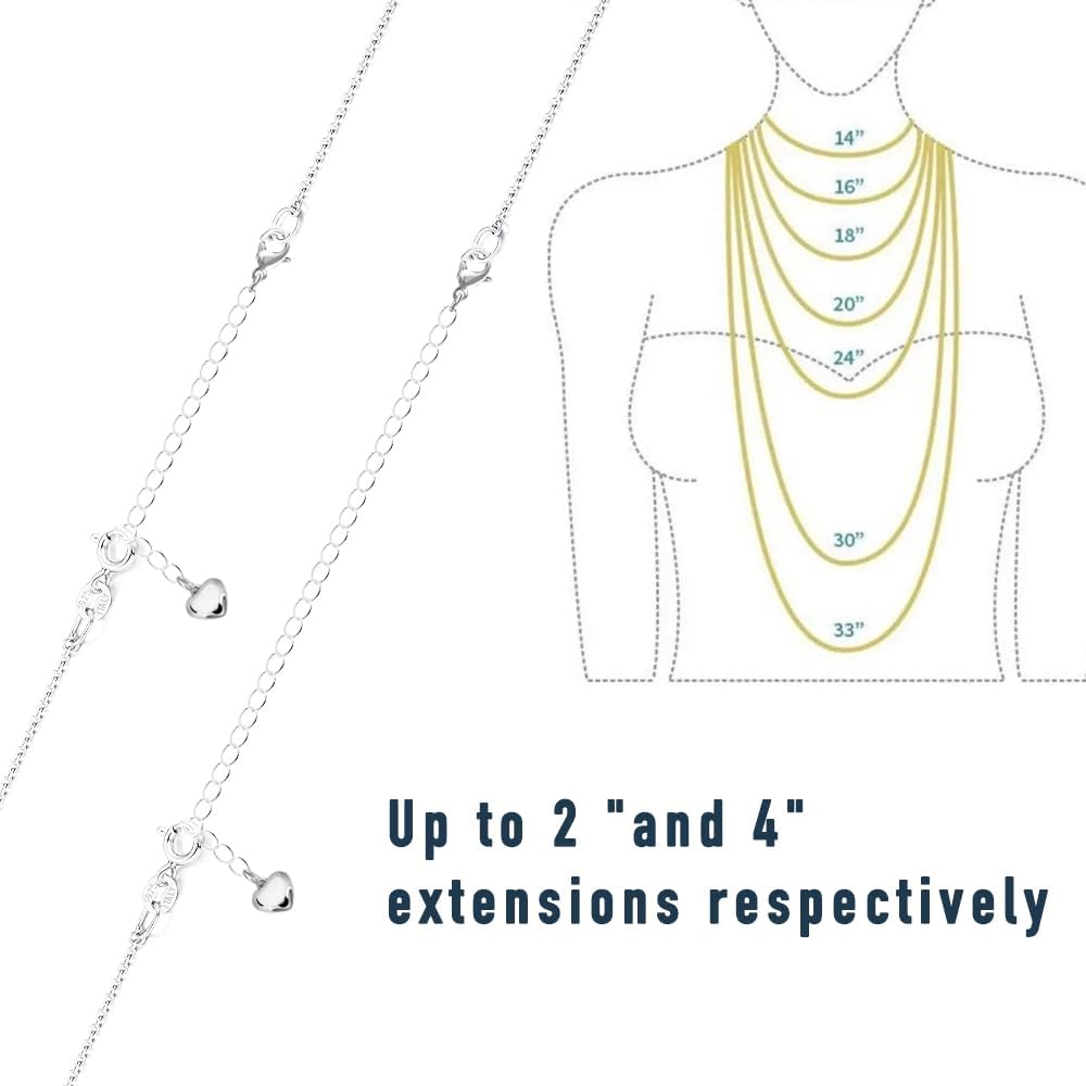 6Pcs Silver Necklace Extenders for Women, Fadeless, Hypoallergenic Bracelet Chain Extenders Set, Extensions 2", 4" Inches (Sterling Silver Plated (6Pcs)) - Image 5