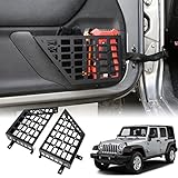 DXGTOZA Metal Front Door Storage Pockets Compatible with 2007-2018 Jeep Wrangler JK JKU 2/4 Front Door Side Insert Organizer Box Stainless Steel Upgraded