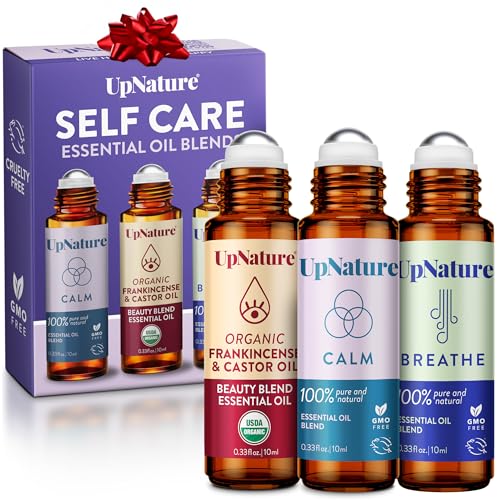 UpNature Self Care Essential Oil Roll On Set (3 Pack) – Relaxation Gifts for Women – Essential Oils Aromatherapy Rollers - Breathe, Beauty & Calm