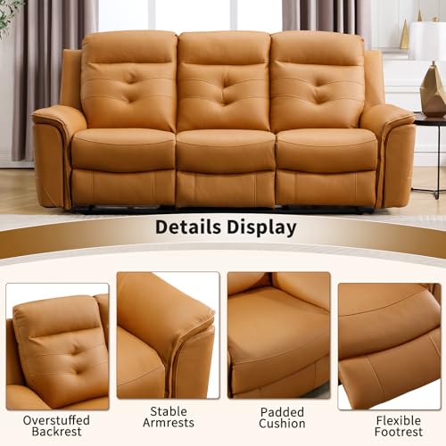 Image of ANJ 2-Piece PU Leather Recliner Sofa Set with Charging Port, Include Single Power Recliner Chair and Electric Loveseat Reclining Couch with Hidden Storage & Cup Holders for Living Room, Yellow