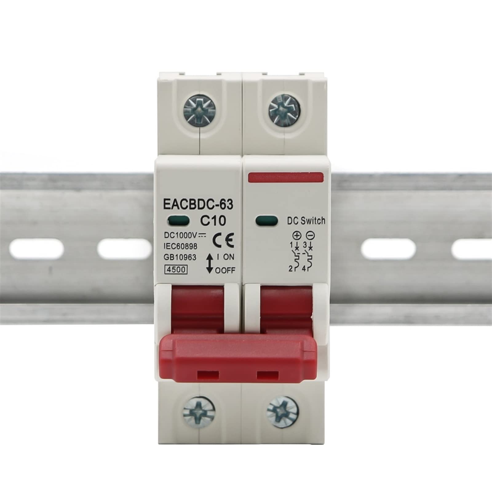 2P DC 1000V MCB Solar Mini Circuit Breaker Overbelastingsschakelaar 6A 10A 16A 20A 25A 32A 40A 50A 63A DC1000V Fotovoltaïsche 1 pc (Maat: 2P, Kleur: 20A