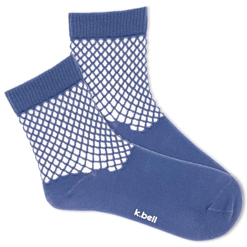 K. Bell Women's Crochet Net Mesh Crew Socks-1 Pair-Breathable Cotton Fashion