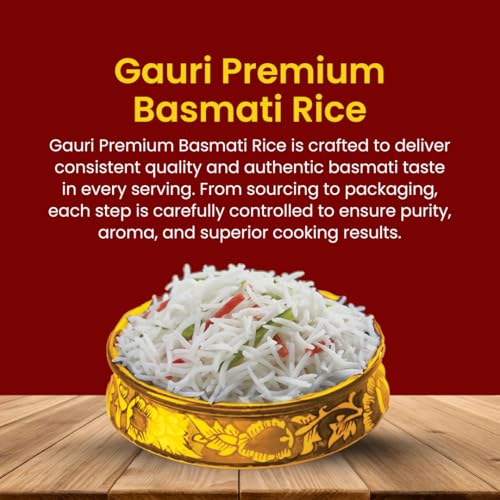 Image of Gauri Premium Basmati Rice | Extra Long Grain & Naturally Aromatic | Aged for Flavour | Ideal for Biryani, Pulao & Daily Meals (1Kg)