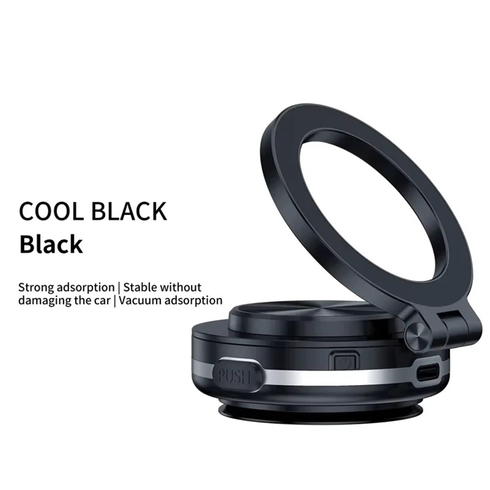 Soporte Movil Coche Supporto Telefono Auto Supporto girevole pieghevole con ventosa magnetica per vuoto Rotazione a 360 ° per supporto per telefono elettrico con supporto girevole sottovuoto(Black)