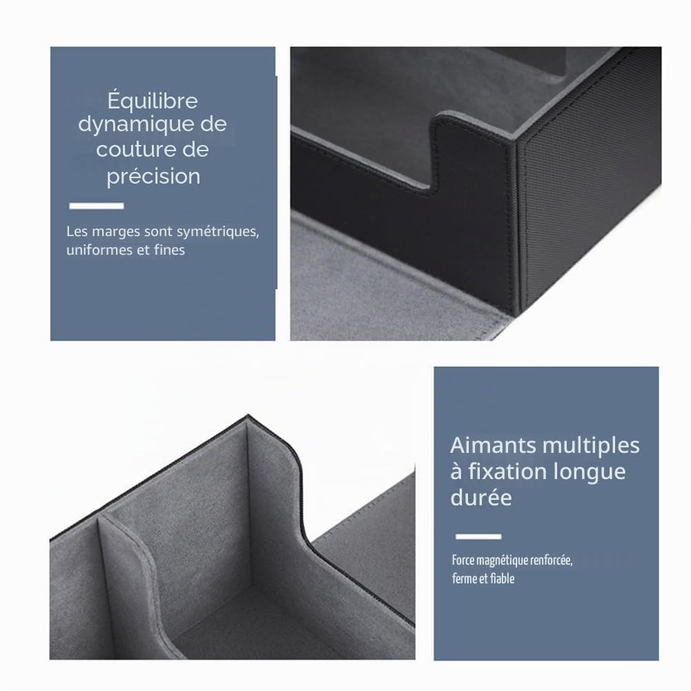 CASLE 1 boîte de rangement magnétique pour cartes à collectionner avec plus de 1800 cartes Noir + Gris