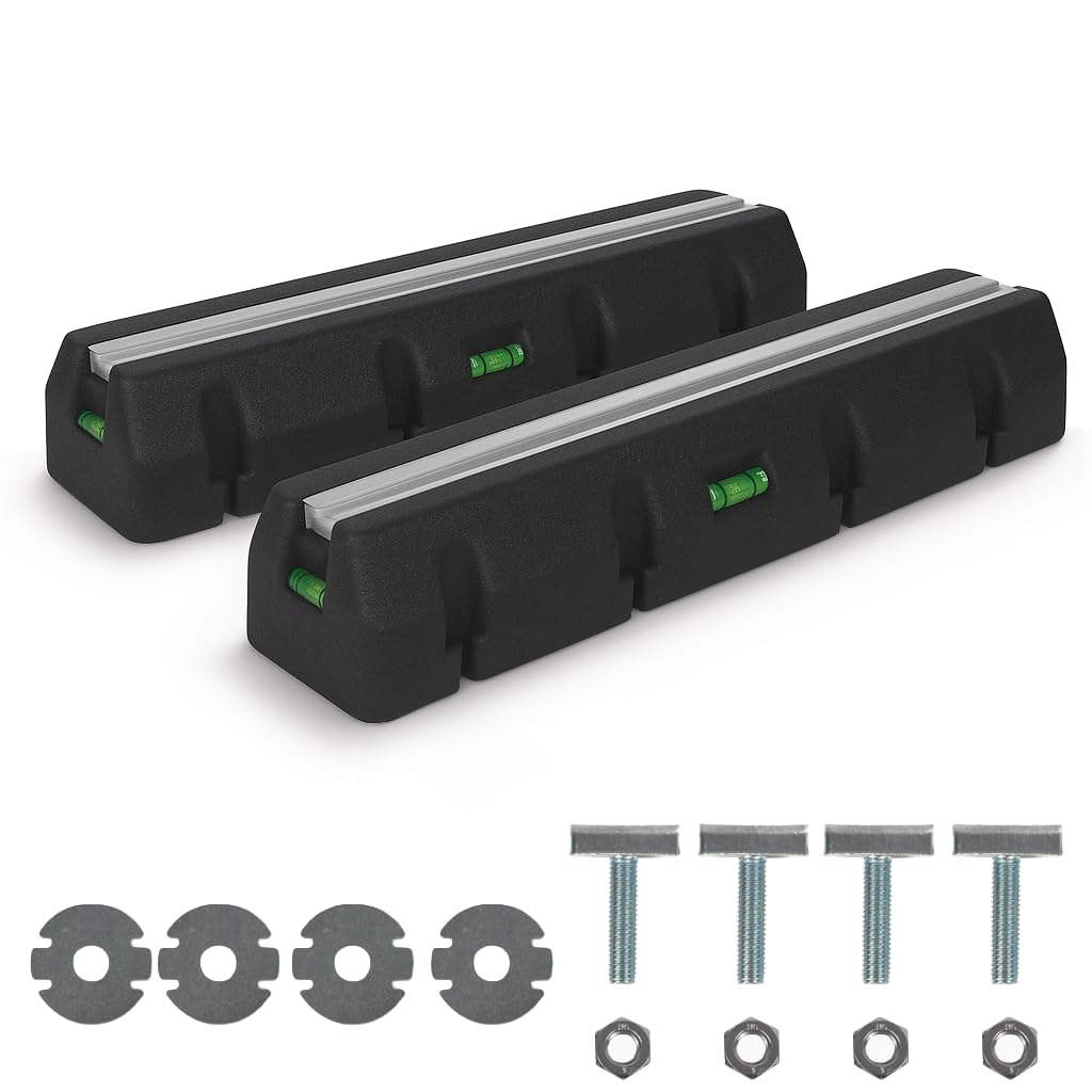 ENVIRON® Dämpfsockel für Wärmepumpe/Klimaanlage | mit Wasserwagen und massivem Befestigungs-Set | 2 Stück | UV-beständig 700kg belastbar (600 mm) | Bodenkonsole Antivibrationsfüße
