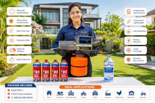 Image of SHoRI Mosquito Killer Fogging Machine Powerful Pest Control (SHoRI FOG-1, GAS CAN -4, 1LTR DELTAFOG)