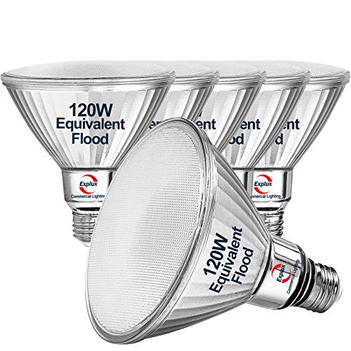 Explux Commercial-Grade LED PAR38, 120W Equivalent, 1350 Lumens, 40000 Hours, Classic Full Glass Flood Light Bulbs, Dimmable, Waterproof & Anti-Ageing, Soft White 2700K Spotlight, 6-Pack