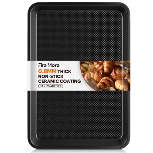 Fire More Backblech für Backofen, Karbonstahl Backblech mit Antihaftbeschichtung, 38,9 x 27,7 x 2,5 cm Ofenblech Kuchenblech für Backen Kochen, Spülmaschinenfest