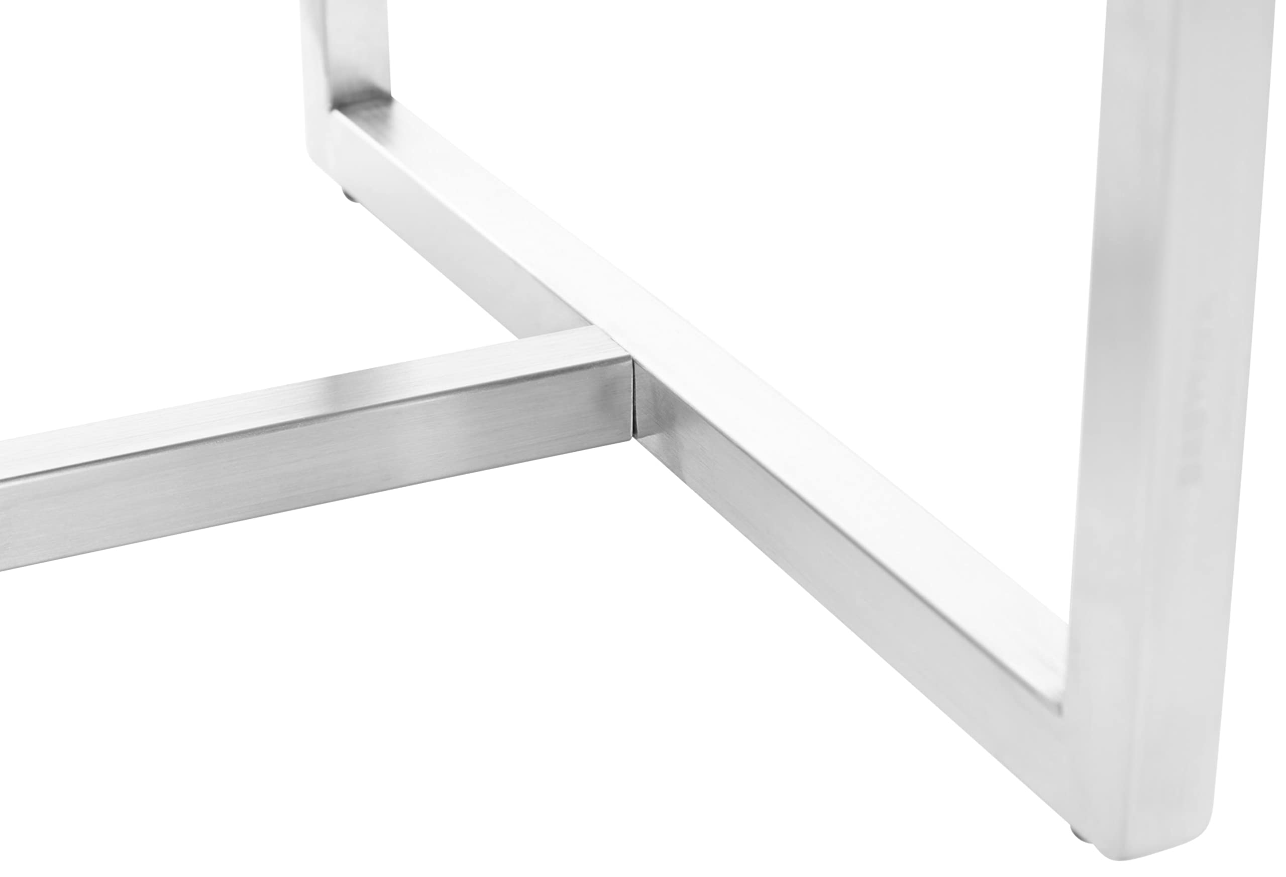 CLP Taburete Bajo Barci En Simil Cuero I Taburete De Entrada con 48cm Altura De Asiento I Taburete Cuadrado con Base De Acero INOX. I Color:, Color:Blanco