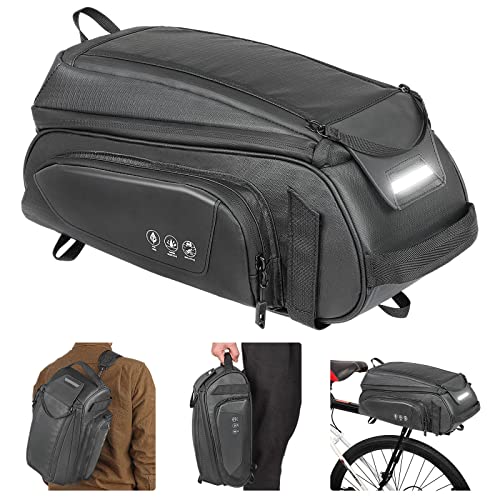 8L Bike Bags For Bicycles, Waterproof Bike Rack Rear Bag With Removable Shoulder Strap, Reflective Bike Trunk Carrier Bag Bike Saddle Bags Bike Seat Bag, Pannier Bag Bike Storage Bag Bike Accessories #TOP13