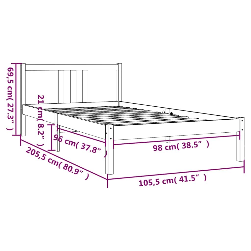 lite drewno sosnowe nowoczesny wystrój sypialni klasyczny czarny 100x200 cm | Rama łóżka 100x200 cm lite drewno sosnowe czarna z zagłówkiem do sypialni