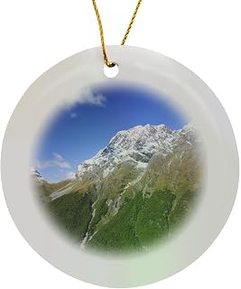 Circle Porcelain Ornament - New Zealand, Milford Sound, Majestic Fjords, waterfalls-AU02 MWR0142 - Micah Wright Waterfalls