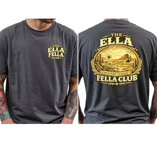 Ella Fella Club Cowboy Tee Ellas Fellas Club Comfort Shirt Country Concert Music Fan Outfit Vintage Western Whiskey T-Shirt Multi Color
