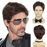 DDHAIR Mens Brown Wig,Short Brown Wig Men Layered Natural Fluffy Synthetic Hair Halloween Costume Wigs for Men Man