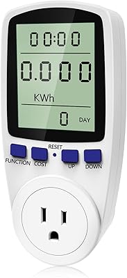 kuman KW47-US Electricity Usage Monitor Plug Power Watt Voltage Amps Meter with Digital LCD, Overload Protection and 7 Dis...