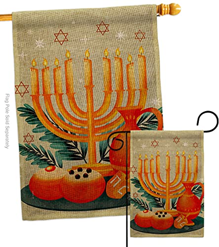 Ornament Collection Light of Hanukkah Burlap Garden House Flag-Set Wintertime Candle Bonsai Menorah Jewish Chanukah David Decoration Banner Small Yard Gift Double-Sided, Made in USA