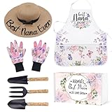 Nana Gardening Tools Kit With Gloves, Apron and Hat - Best Nana Ever Gift for Plant Lovers, Christmas, Grandma Gift From Grandkids and Grandchildren