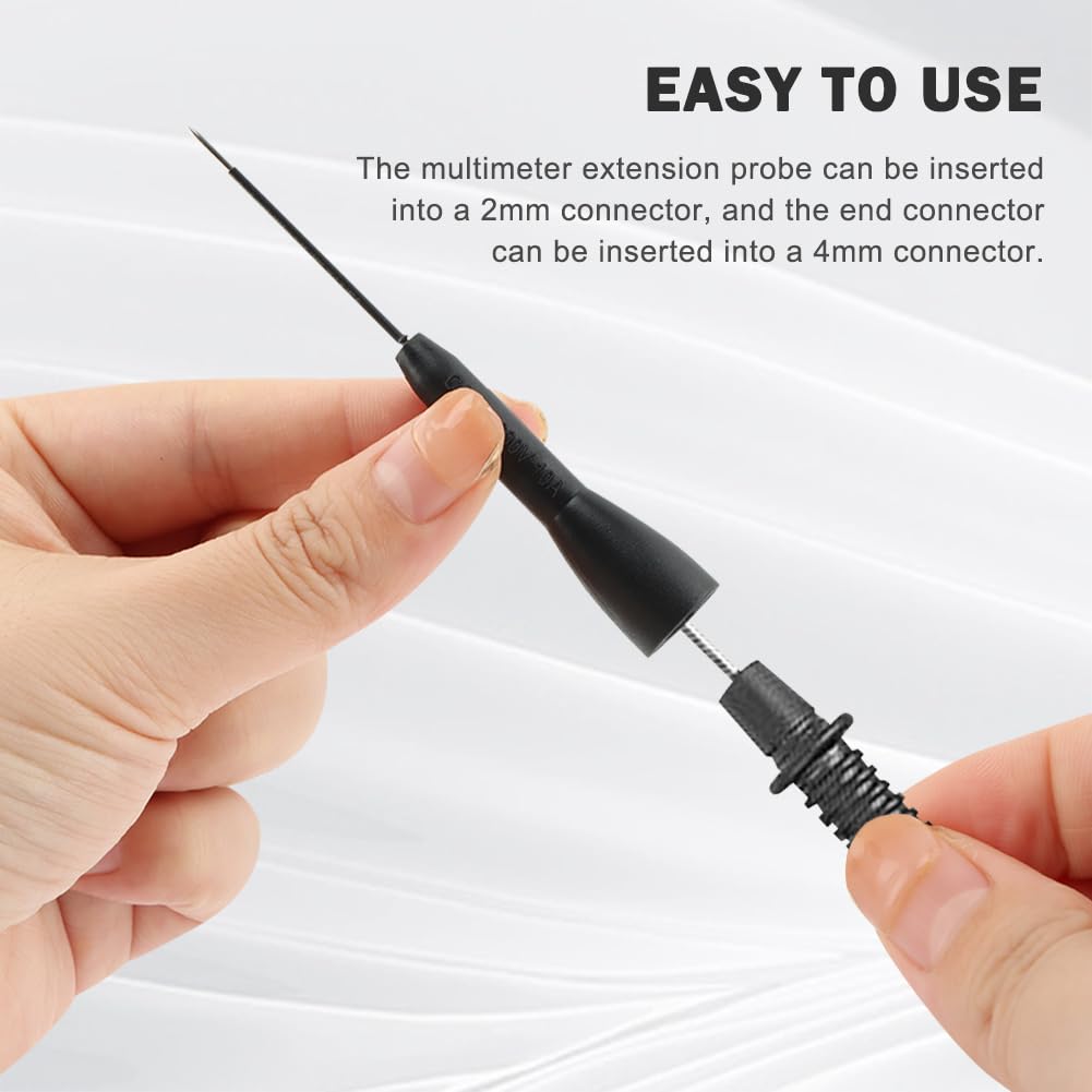 Paquete de 4 sondas de prueba de aguja extendida de 2 mm, cables de prueba de multímetro, sonda de prueba de multímetro no destructiva de 600 V/10 A para cables Fluke tl71 tl75