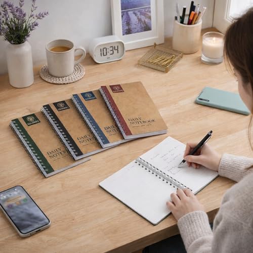 Image of AccuPrints Sumiko Pack of 4 Notebooks, Spiral-Bound, Kraft Cover, Lightweight, Pleasing Designs (A5, 160 Pages, 100 GSM, Set of 4)