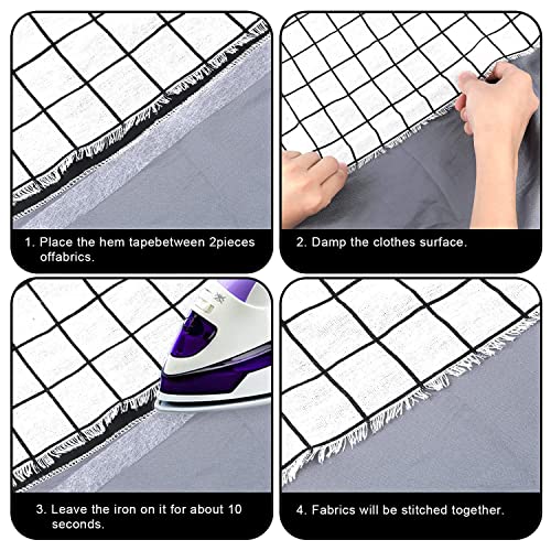 Dgbrsm Hem Tape 2 Rolls Hemming Tape Iron On Tape No Sewing Craft Tailor Hem (White 2.5Cm X 60M, Black 1.5Cm X 60M) #TOP3