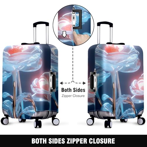 Travel Luggage Cover Suitcase Protector Scratch-Resistant Fit Not Included Suitcase Close Up On Glass Roses M-22-24in2