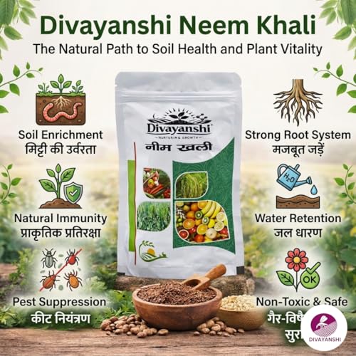 Image of Divayanshi Neem Khali Fertilizer | Organic Neem Cake Powder for Plants | Natural Pest Control, Soil Conditioner & Growth Booster | For Garden, Pots & All Plants-500 gm