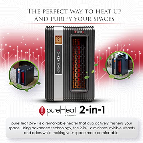 Greentech Environmental Pureheat 2-In-1 Space Heater & Air Purifier - Air Cleaner For Home, Office Desk, Bedroom, Bathroom More - Safe Heating And Simple To Use - Includes Remote #TOP2