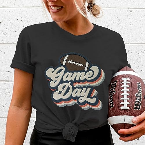 Game Day Shirt Women Football Mom T-Shirt Short Sleeve Sunday Funday Tee Top3
