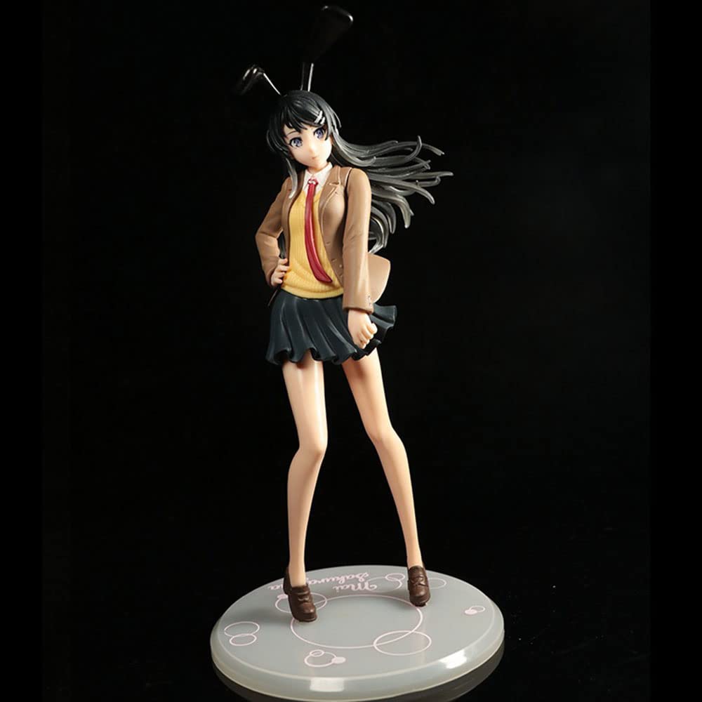 BHUJIA 23CM Anime Ecchi Figure Model Dolls Sakurajima Mai JK School Uniform Ver.【Rascal Does Not Dream Of Bunny Girl Senpai】Waifu Figure Cute Girl Loli Statue Cartoon Characters Boxed Toy Model