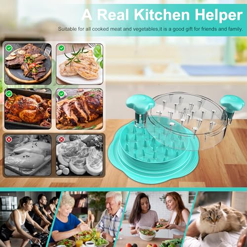 Image of SURETIVIAN Chicken Shredder Tool Twist Large Chicken Breast Shredder with Brush&Fork, Visible Meat Shredder Machine, Anti-Slip Strip, Ergonomic Handle, BPA Free, Pork Beef Chicken(Mint Green)