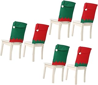 GOOHOCHY 6 Peças Capas Para Cadeiras De Jantar Capas Para Cadeiras Xams Capas De Natal Capa Traseira Para Cadeira De Natal Capa Para Cadeira De Papai Noel Cadeira De Férias Cadeira De Sala