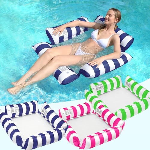 Korlon Tec 3 Pack Inflatable Pool Floats Adult, 4-in-1 Multi-Purpose Pool Float Rafts Water Hammock, Pool Floaties for Adults Swimming Pool Lake Beach