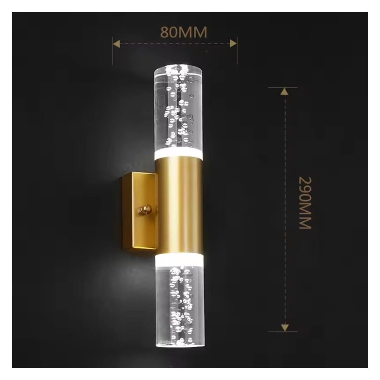 Nowoczesne kryształowe kinkiety LED Bubble Crystal do łazienki, toaletki, salonu, sypialni, srebrne kinkiety, oświetlenie dekoracyjne do wnętrz, połyskujące, złoto-białe świa,Gold-White light