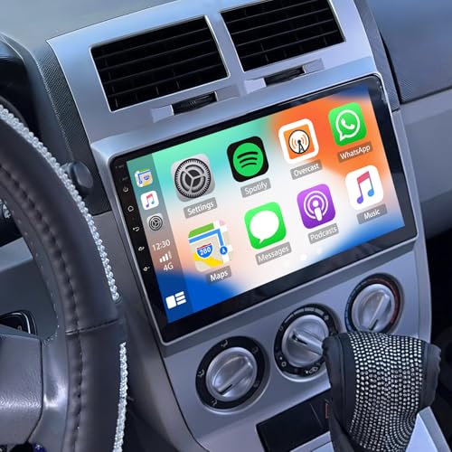 2G+32G 10 inch Car Stereo Radio for Dodge Caliber 2007-2009 2008, w/GPS WiFi Bluetooth Double Din Touchscreen Car Audio Stereo w/carplay w/Android Auto SWC