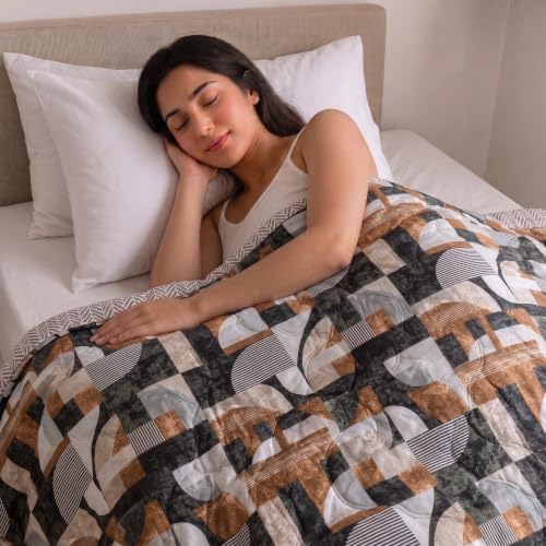 Image of Mafatlal 120 GSM Ultra Premium Reversible Microfiber Comforter, Lightweight AC Blanket /Quilt for Single Bed, Soft All Season Comforter (90 x 60 Inches) | Browniee Grey