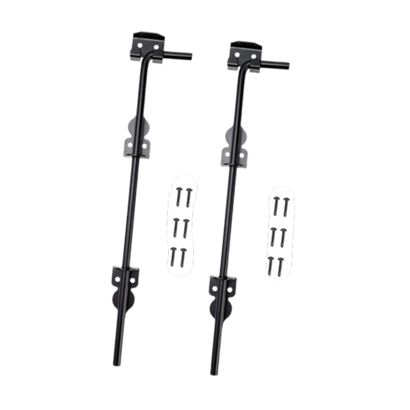 Gralara Pestillo de puerta de acero multifuncional de 46 cm, color negro, para portones, accesorios de suelo, 2 Piezas